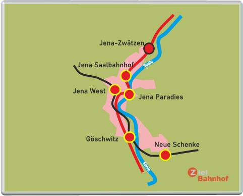 Jena-Zwätzen Jena Paradies Jena West Göschwitz Neue Schenke Jena Saalbahnhof Saale Saale